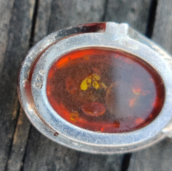 Vintage Sterling Amber Pendant - Picture 3 of 4